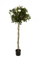 Artificial Rose Topiary Ball<br>Light White 1.4m