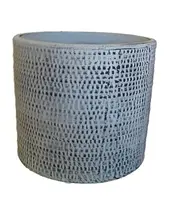 Ceramic Textured Squat Cylinder Pot<br>Grey