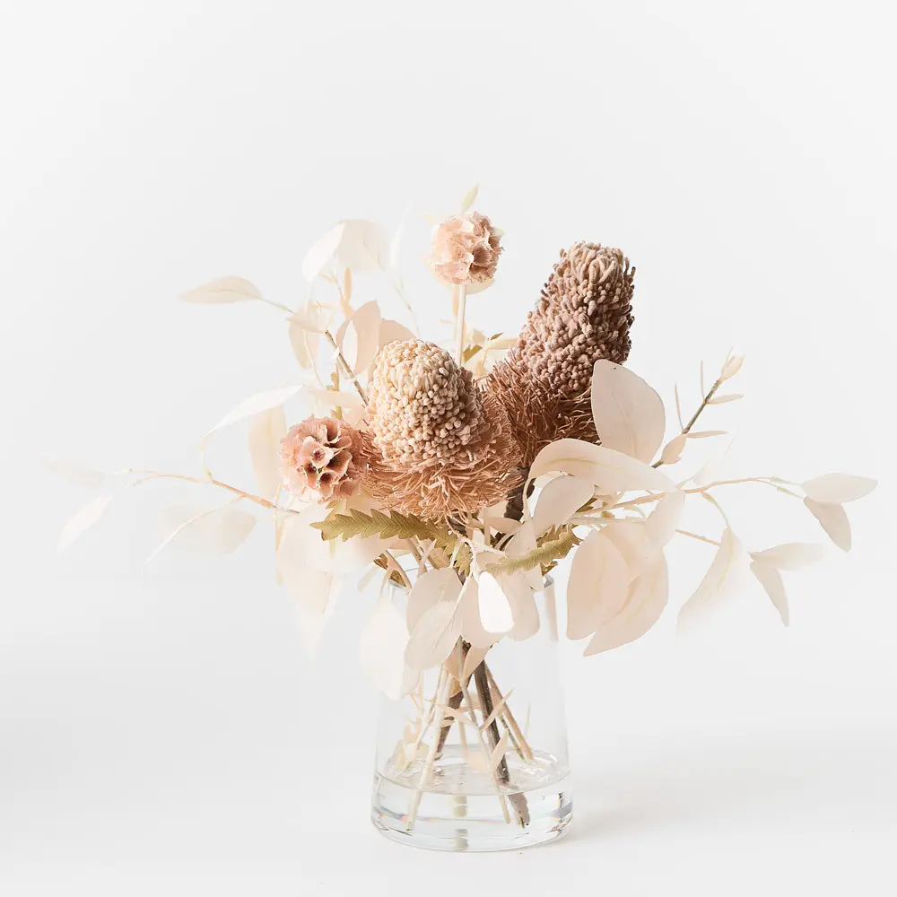 Main Image Artificial Banksia Acorn Mix Vase<br>Ivory