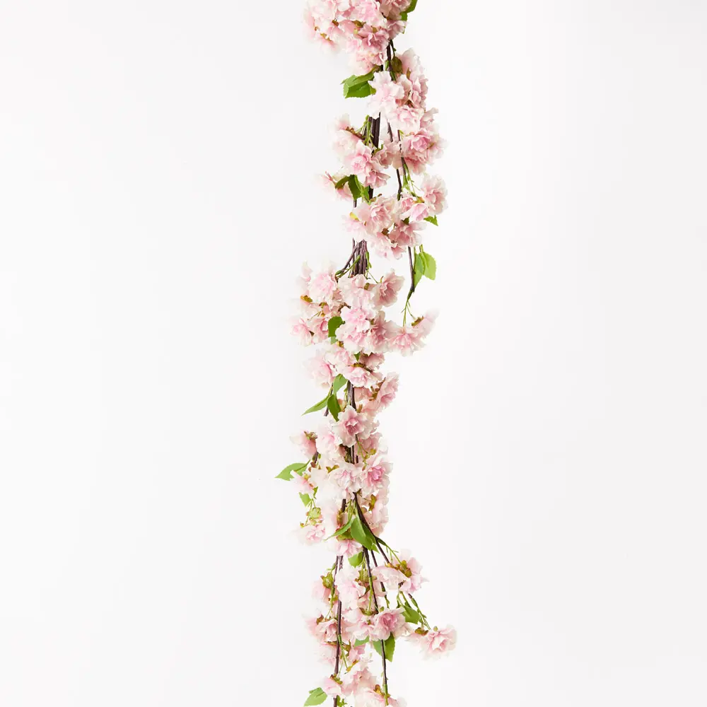 Artificial Cherry Blossom Garland<br>1.8m Light Pink