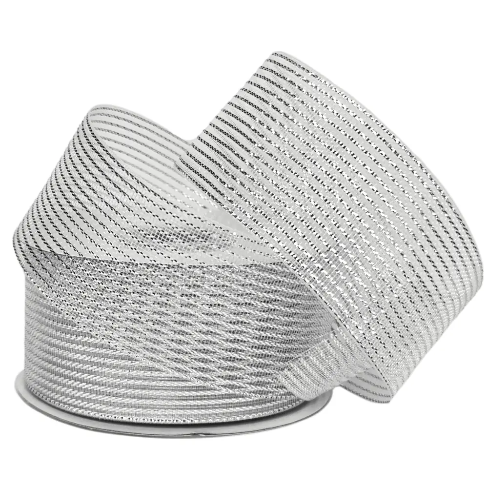 Fine Mesh Metallic Thread<br> Silver 38mm