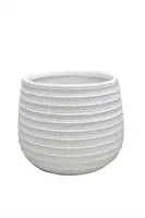 Ceramic Textured Round Pot<br>White