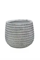Ceramic Textured Round Pot<br>Grey