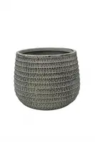 Ceramic Textured Round Pot<br>Dark Grey