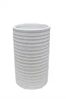 Ceramic Textured Cylinder Pot - White