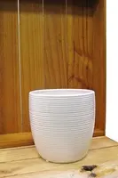 Ceramic Ribbed Vase<br>White