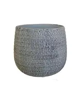 Ceramic Textured Small Round Pot<br>Grey