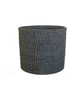 Ceramic Textured Small Cylinder Pot<br>Dark Grey