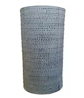 Ceramic Textured Cylinder Pot - Grey