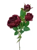 Artificial David Austin Rose Spray<br>Burgundy