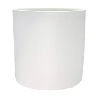 Ceramic Cylinder Squat Vase<br>Matte White 15.5cm