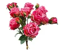 Artificial Rose & Rosebud Bundle<br>Dark Pink