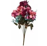 Artificial Rose/Hydrangea Bush<br>Burgundy