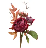 Artificial Rose & Hydrangea Bouquet<br>Burgundy