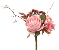 Artificial Rose & Hydrangea Bouquet<br>Dark Pink