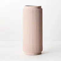 Ceramic 'Culotta' Cylinder Vase<br>Light Pink 30cm