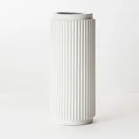 Ceramic 'Culotta' Cylinder Vase<br>White 30cm