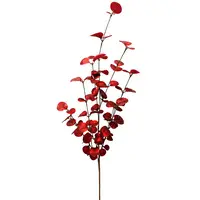 Artificial Eucalyptus Leaf Spray<br>Metallic Red