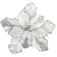 Artificial Poinsettia Clip<br>White Velvet