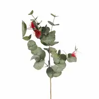 Artificial Spinning Eucalytpus Flowering Spray<br>Red