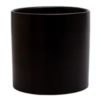 Ceramic Cylinder Squat Vase<br>Matte Black 15.5cm