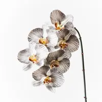 Artificial Phalaenopsis Orchid Spray<br>White/Black 86cm