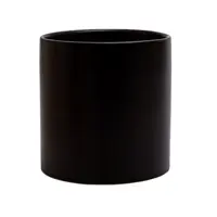 Ceramic Cylinder Squat Vase<br>Matte Black 10cm