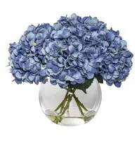 Artificial Hydrangea in Sphere Vase<br>Large-Blue