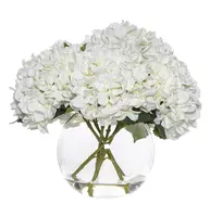 Artificial Hydrangea in Sphere Vase<br>Large-White
