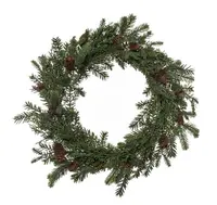 Artificial Pine Wreath with Pine Cones<br>55cm