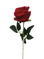 Artificial Velvet Rose Stem<br>Red 53cm