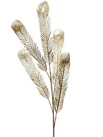 Artificial Peacock Leaf Spray<br>Metallic Gold