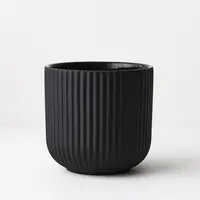 Ceramic 'Annix' Ribbed Pot<br>Black