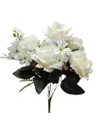 Artificial Rose & Daisy Bunch<br>White/Cream