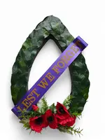 Artificial Anzac Commemorative Wreath<br>Chaplet 42cm