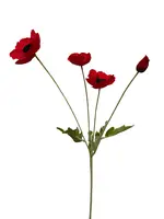 Artificial Poppy Spray<br>Red/Black