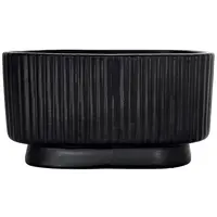 Ceramic Oblong Ribbed Vase<br>Black