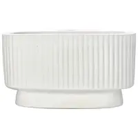 Ceramic Oblong Ribbed Vase<br>White