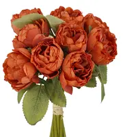 Artificial Mini Peony Bouquet<br>Orange