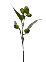 Artificial Gumnut Spray with Leaves<br>Green