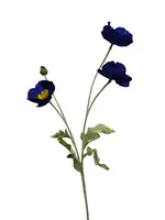 Artificial Poppy Spray<br>Dark Blue