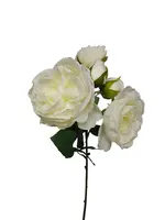 Artificial Cabbage Rose & Buds (5)<br>White