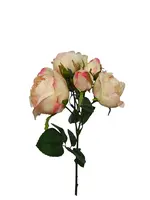 Artificial Cabbage Rose & Buds (5)<br>Cream/Pink