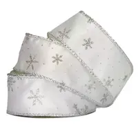 Satin Snowflake Wired Edge<br>White 38mm x 9.1mtr Satin Snowflake Wired Edge<br>White 38mm x 9.1mtr