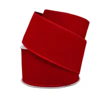 Velvet Ribbon Wired Edge<br>Red 63mm Velvet Ribbon Wired Edge<br>Red 63mm