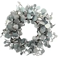 Artificial Eucalyptus Leaf Wreath<br>Metallic Silver 55cm Artificial Eucalyptus Leaf Wreath<br>Metallic Silver 55cm