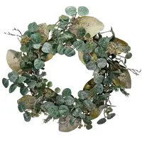 Artificial Eucalyptus & Pine Wreath<br>Green & Gold 60cm Artificial Eucalyptus & Pine Wreath<br>Green & Gold 60cm