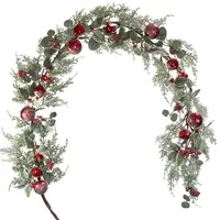 Artificial Festive Holly, Bauble & Berry Garland<br>Green/Red 1.52m Artificial Festive Holly, Bauble & Berry Garland<br>Green/Red 1.52m