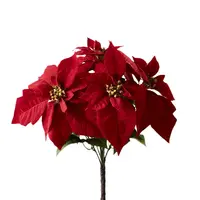Artificial Poinsettia Bush<br>Red